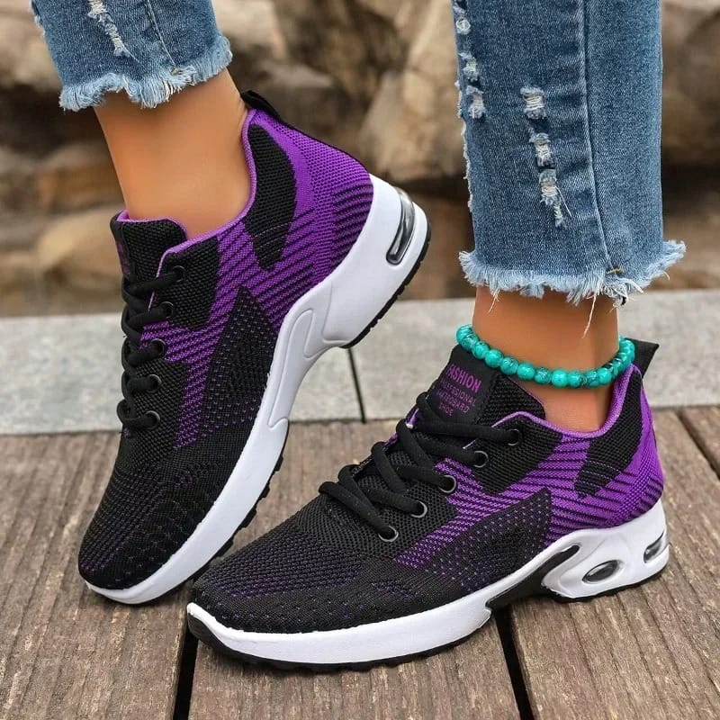 2024 Brand Women's Shoes Lace-up Women's Vulcanize Shoes Fashion Color Matching Ladies Casual Shoes New Plus Size Mesh Sneakers
