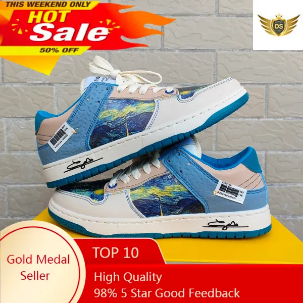 Van Gogh Men Women casual Shoes Male Platform Sneakers Girls Casual kateboarding Shoes flats 3D graffiti The Starry Night