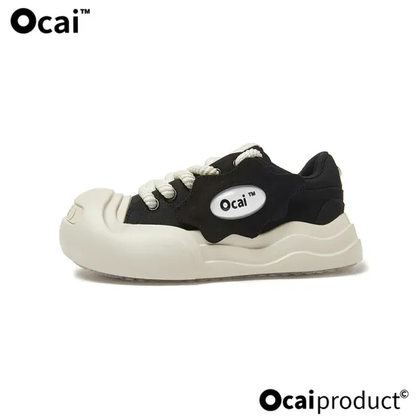Ocai Canvas Shoes Couple Style Trendy Versatile Thick Sole Heightening Smiling Face Women Shoes 2024 Summer Fashion Rubber