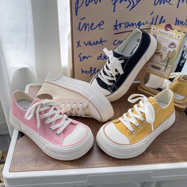 Women Canvas Shoes Casual Lace-Up Vulcanized Shoes Female Platform Sneakers Ladies Sport Shoes