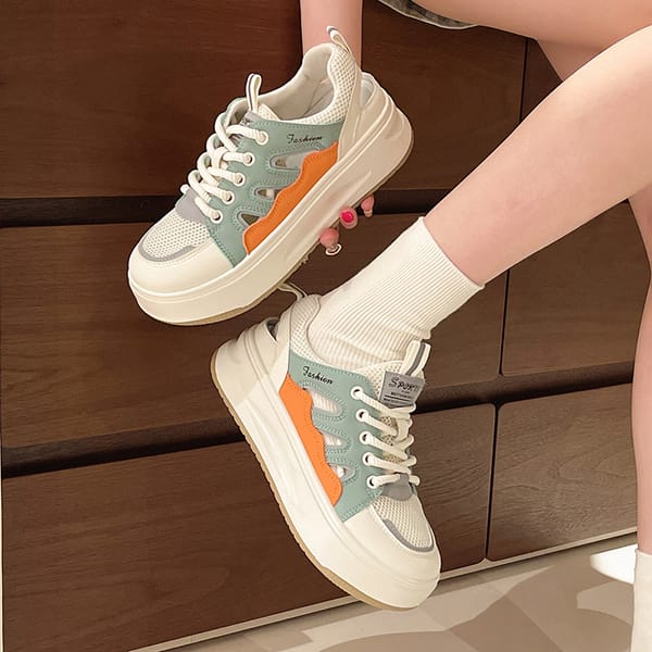 2024 Summer New Trendy Fashion Baotou Sports and Leisure Versatile Hollow Breathable Thick Bottom Casual Women