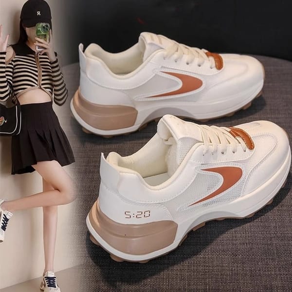 Women Fashion Platform Flats Sneakers Autumn Breathable Lace Up Wedge Sport Shoes Comfort Soft Travel White Sports Casual Shoes