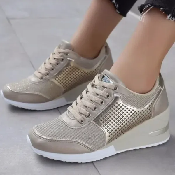 2024 Wedge Sneakers Mesh Platform Shoes Solid Color Thick Bottom Zipper Vulcanized Shoes for Women's Sneakers Zapatos De Mujer