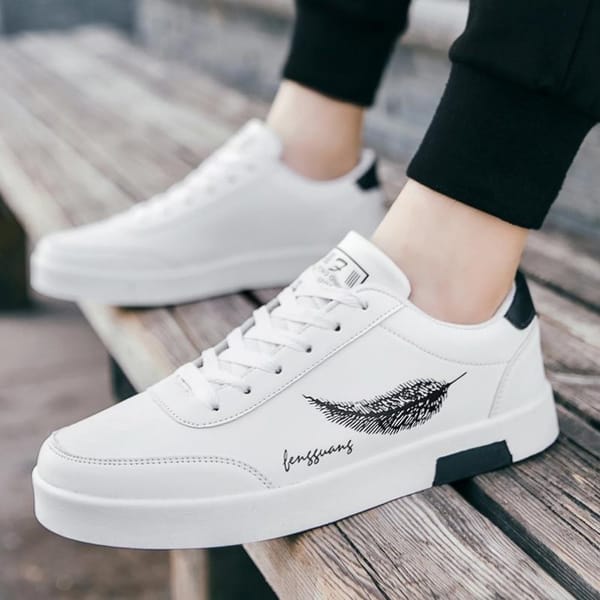 Men’s Sneakers Light Leather Casual New Sports Tennis Shoe for Men Lace Up Flats