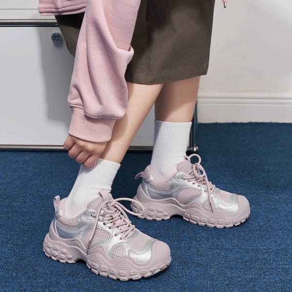 Mesh Breathable Shoes for Women Sneakers Autumn Platform Lace-up Women Jogging Vulcanized Shoes Student Breathable Women's Shoes