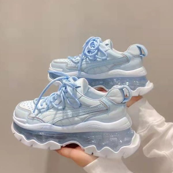 Summer Chunky Luxury Casual Sneakers Women Fashion Sole Design Light Color Shoes Women Breathable Lace-up Basic Walking Shoes