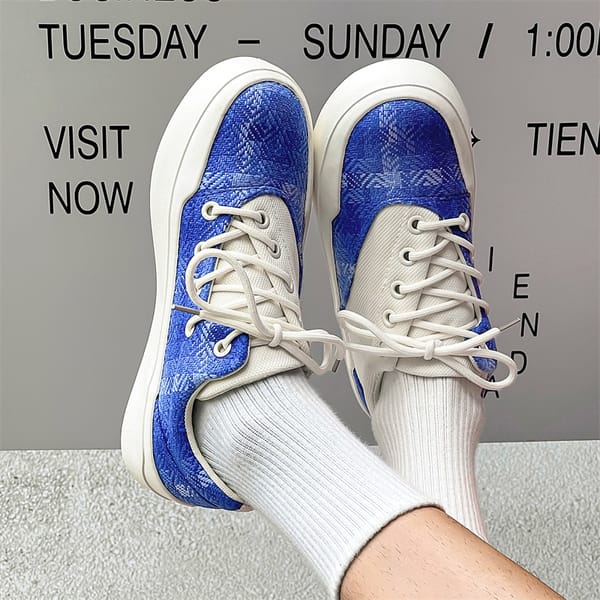 Korean Style Trendy Casual Shoes 2024 New Breathable Soft Sole Low Top Thick Sole Comfortable Couple Board Shoes for Men