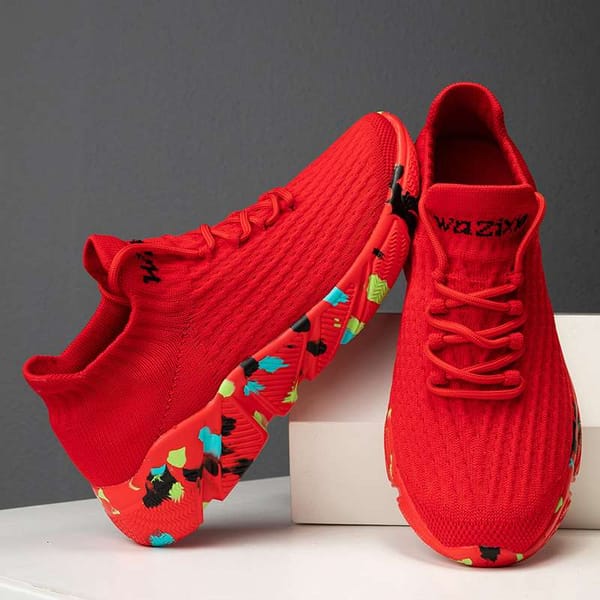 MWY Chinese Red Women's Summer Footwear Men Sports Shoes Casual Sneaker Breathable Lightweight Sock Shoes Zapatillas Size 35-46