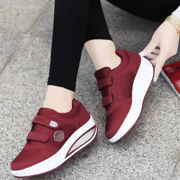 Women's Swing Sneakers Wedge Platform Toning Sports Shoes for Woman Breathable Slimming Fitness Rocking Mom Shoes Thick Sole2024
