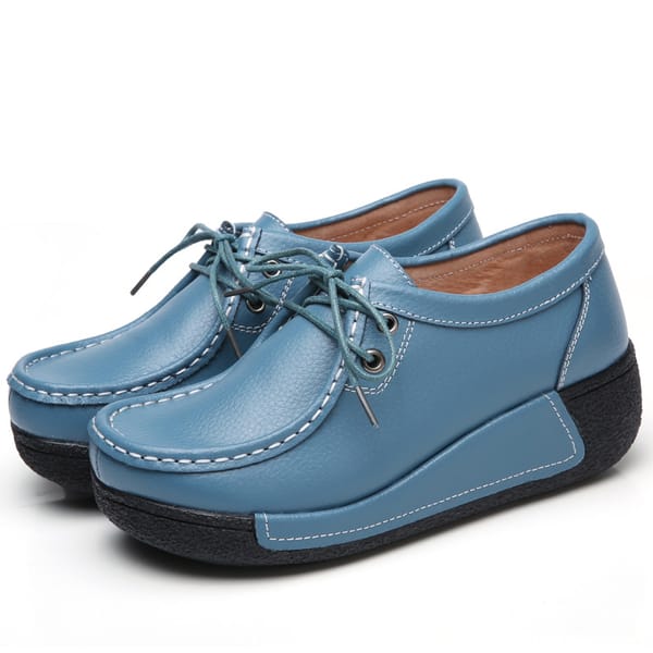 Loafers Shoes Women Flats Comfortable  Woman Breathable Leather Lace-up Sneakers Women Fashion Black Soft Casual Shoes Female