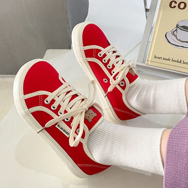 Fashion canvas shoes trainers ladies bear wide fit sneakers women's designer low top tenis shoes beautiful blue sneakers lace up