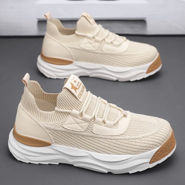 New Style Men's Sneakers Flying Woven Casual Sports Shoes Outdoor Round Toe Youth Trend Breathable All-match Walking Running