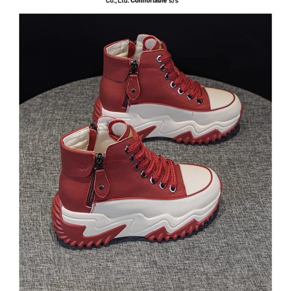 Women  The New  Platform Sneakers Black Shoes Spring Autumn Genuine Leather Trainers Keep Warm Fashion Boots Winter Booties