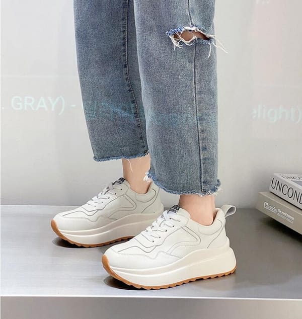 Women Shoes Wedges Sneakers Vulcanize Shoes Shake Shoes Fashion Girls Sport Shoes Genuine Leather Sneakers Shoes Footwear