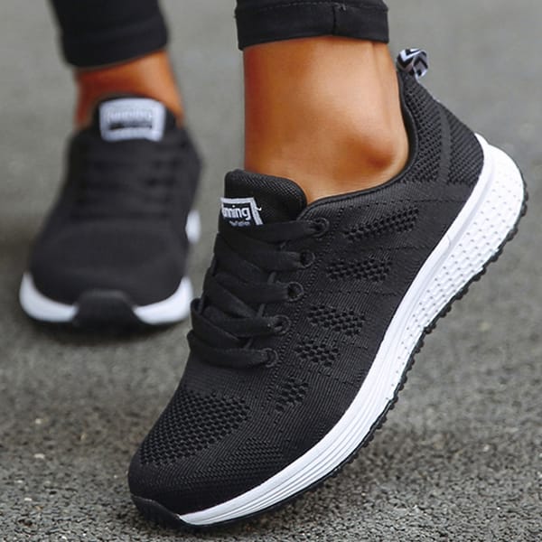 Breathable Sneakers For Women Fashion 2024 New Flat Solid Color Women Sneakers Mesh Fabric Lace Up Shoes Women Female Footwear