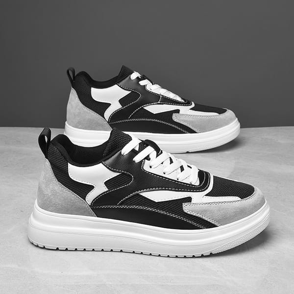 Men's Casual Fashion Light Sneakers Men Trendy Leather Sneakers Simple Elevator Shoes Invisible Breathable Heightening Shoes