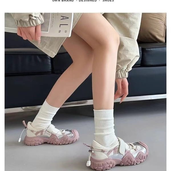 High Quality Thick Bottom Ugly Cute Mesh Hollowed Out Fashion All Comfortable Non-slip Breathable Sports Women's Single Shoes