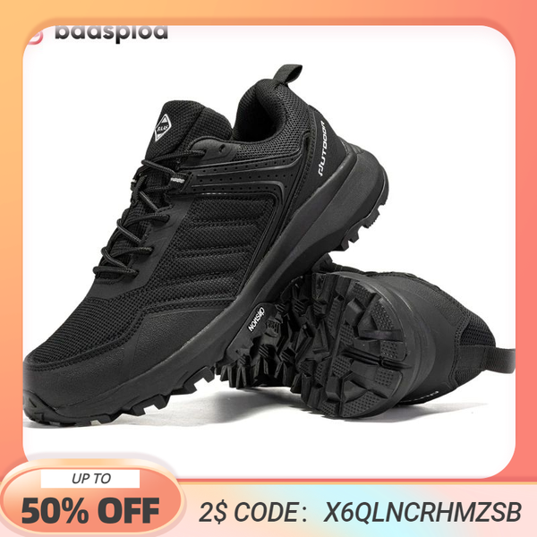 Baasploa Men Outdoor Sneakers Leather Anti Splash Water Hiking Shoes Men Comfort Casual Walking Shoes Non-Slip Wear Resistant