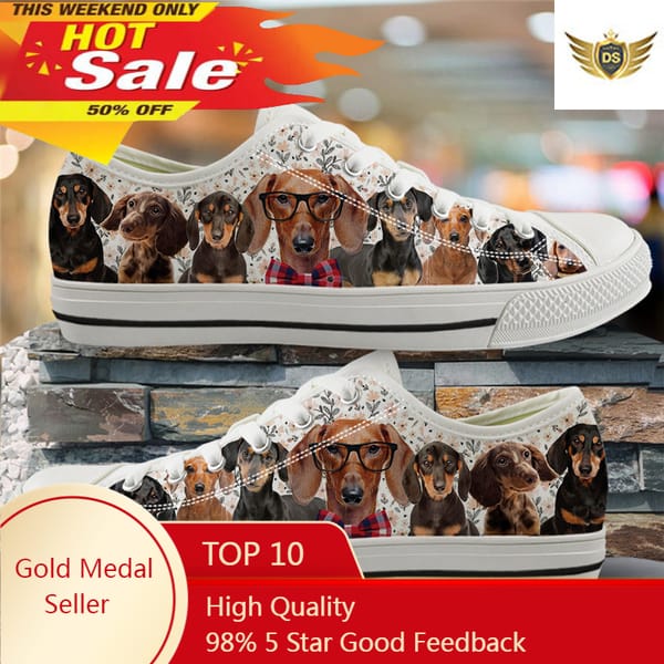 3D Poppy Dachshund Sausage Dog Printed Womens Shoes 2020 Low Top Ladies Shoes Woman Vulcanized Sneakers Female Shoe