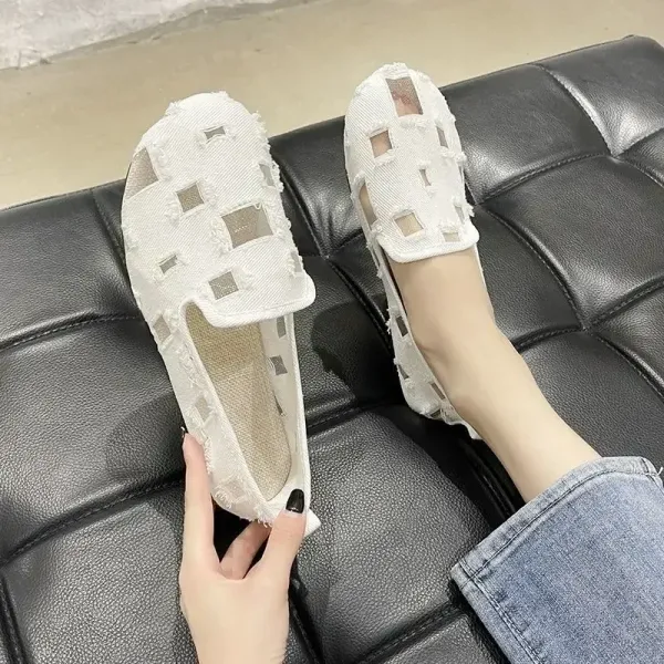 Women's Mesh Flat Bottomed Hollowed Out Cloth Shoes Summer Breathable Large Size Single Shoes Casual Shoes Women  Womenshoes