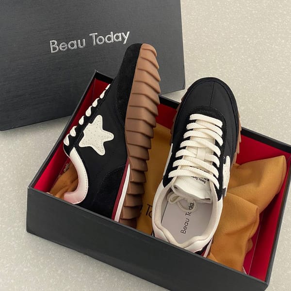 BeauToday Sneakers Women Pig Suede Patchwork Lace-up Star Applique Decoration Casual Ladies Vulcanized Shoes Handmade 29825