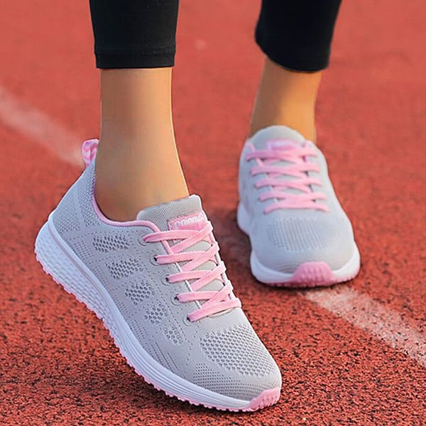 Breathable Sneakers For Women Fashion 2024 New Solid Color Flat Women Sneakers Mesh Fabric Lace Up Ladies Shoes Female Footwear