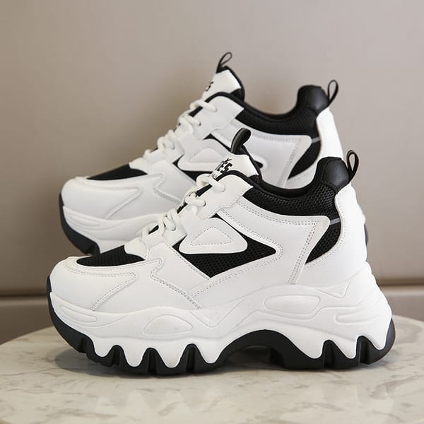 Mix Color Platform Sneakers for Women Lace-Up Breathable Mesh Vulcanize Shoes Ladies Thick Bottom Non-Slip Sports Shoes Female