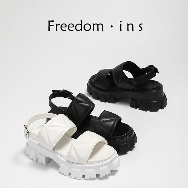 One line thick sole sandals for women's outerwear, new spring open toe sponge cake for women's shoes versatile