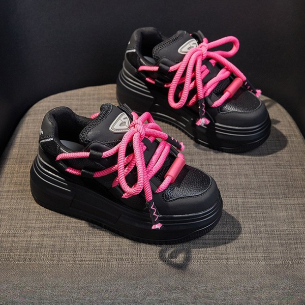 Autumn Women Sport Shoes Fashion Sneakers Platform Fashion Casual Sport Shoes Female Lace Up White Thick Bottom Running Shoes