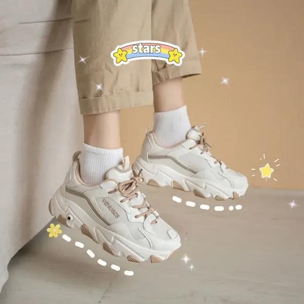 Women's Sneakers Women Casual Tennis Shoes Thick Bottom Breathable Wild White Shoe Fashion Student Vulcanized Shoe Zapatos Mujer