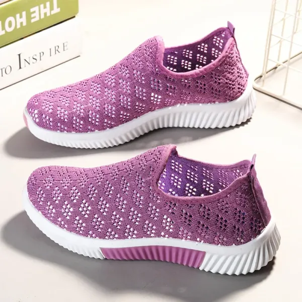 2024 New Summer Korean Mesh Comfortable Women Shoes Breathable Hollow Sports Walking Sneakers Casual Flat Ladies Solid Shoes