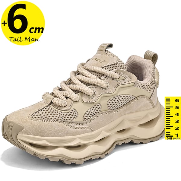 Men's Mesh Elevator Shoes  Chunky Sneakers Oxford Lace-up 6CM Height Increase Insole Sports PLus Size 38-44