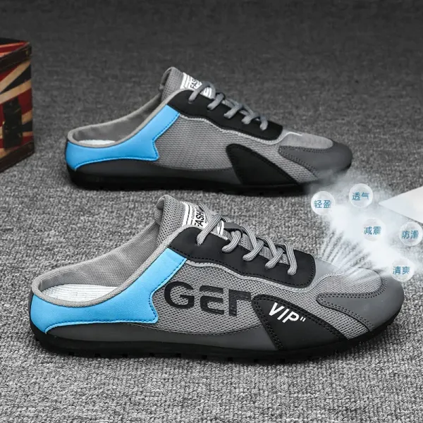 Men's Sneakers Fashion Summer Half Slippers Outdoor Light Men's Walking Shoes One-step Mesh Breathable Driving Shoes for Men