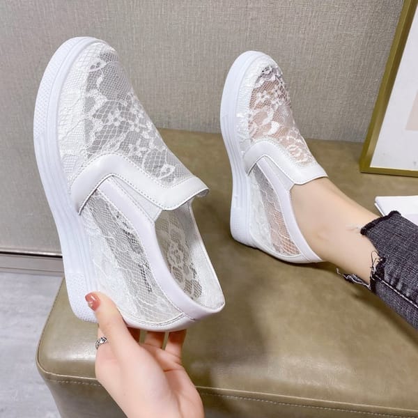 wedges shoes for women black white lace flower shoes women loafers 2021 women casual shoes comfortable platform sneakers