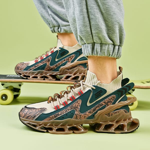 Men's Casual Sneakers Breathable Flying Woven Blade Cushioning Sports Shoes Trendy Graffiti Large Size Tennis Basketball Shoe