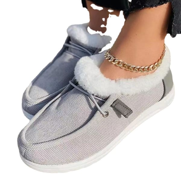 Women Warm Loafers Winter New Plush Ankle Snow Boots Flats Female Casual Cotton Shoes Ladies Solid Round Toe Sports Shoes