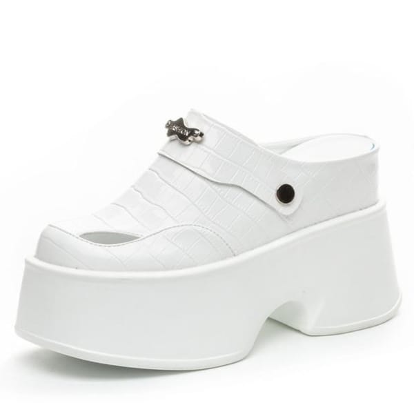 11cm Genuine Leather Synthetic Women Summer Platform Wedge Brand Bling Shoes Fashion Casual High Slippers Sandals Hollow