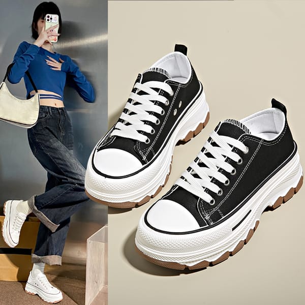 Classic canvas shoes for women spring and summer new fashion shoes Student Board Shoes Lace-up Leisure Sports Running