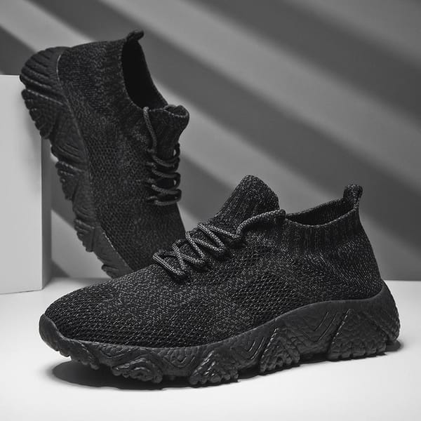 Pure Black Men's Shoes Spring and Autumn New Tenis Breathable Sports Casual Shoes Work Summer Labor Protection School