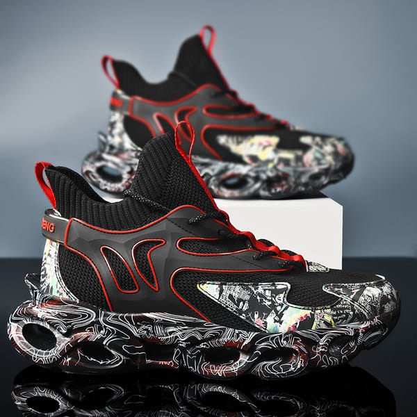 Fashion Graffiti Running Shoes Men Sock Jogging Sports Shoes Brand Design Sneakers Mesh Breathable Walking Shoes Male Footwear