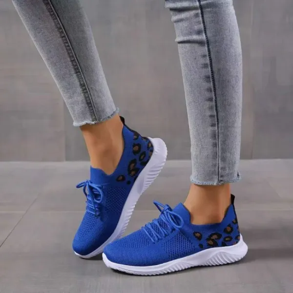 2024 New Ladies Shoes Lace Up Women's Vulcanize Shoes Fashion Leopard Print Women's Casual Shoes Round Head Mesh Sneakerzapatoss