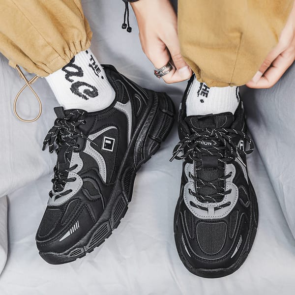 2023 Spring New Low-cut Men's Shoes Mesh All-match Daddy Casual Shoes Thick-soled Breathable Lightweight Student Sports Shoes