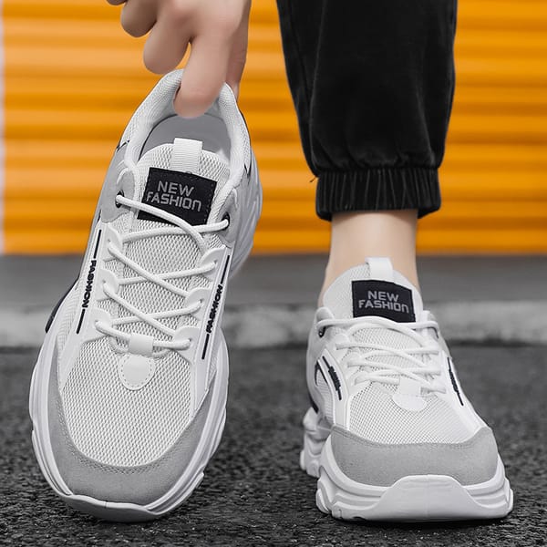 2024 Men's Shoes Mesh Breathable Sports Shoes Trend Lace Up Board Sneakers Platform Casual Jogging Dad Shoes Zapatillas Hombre