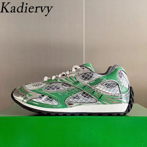 Casual Sneakers Women Lace Up Round Toe Patchwork Running Shoes Mesh Hollow Outs Sports Shoes Woman Comfort Flat Shoes Women