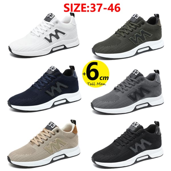 Chunky Sneakers Men  Elevator Lift Height Increase  Insole 6cm  Plus Size 37-46