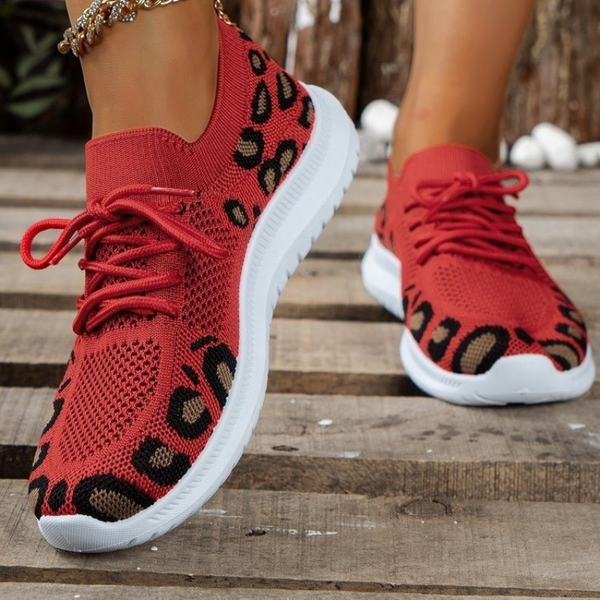 2023 High Quality Shoes for Women Lace Up Women's Vulcanize Shoes Fashion Leopard Print Women's Casual Shoes New Mesh Sneakers