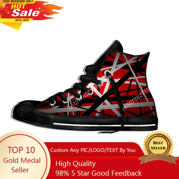 Hot Van EVH 5150 STRIPES Halen Music Rock Fashion Lightweight High Top Canvas Shoes Men Women Summer Casual Breathable Sneakers