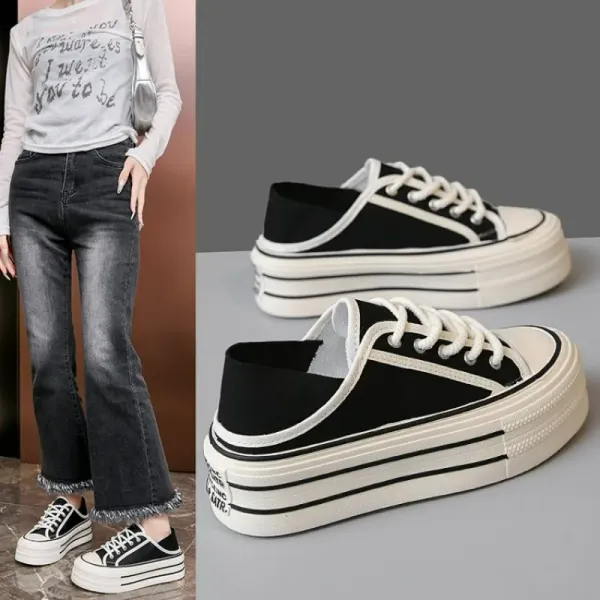 Summer New Two Wear Canvas Shoes Female Running Board Shoes Casual Sports Shoes