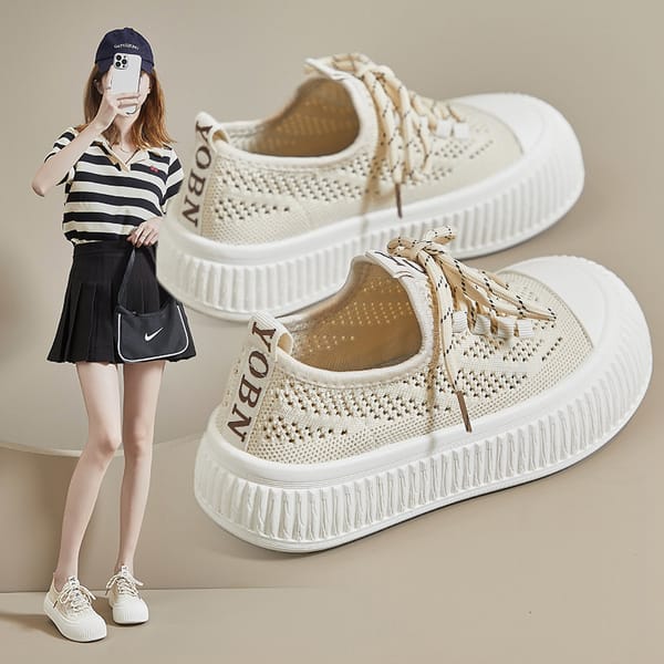 Shoes women 2024 new summer mesh surface breathable thin mesh shoes muffin thick sole all casual canvas board shoes