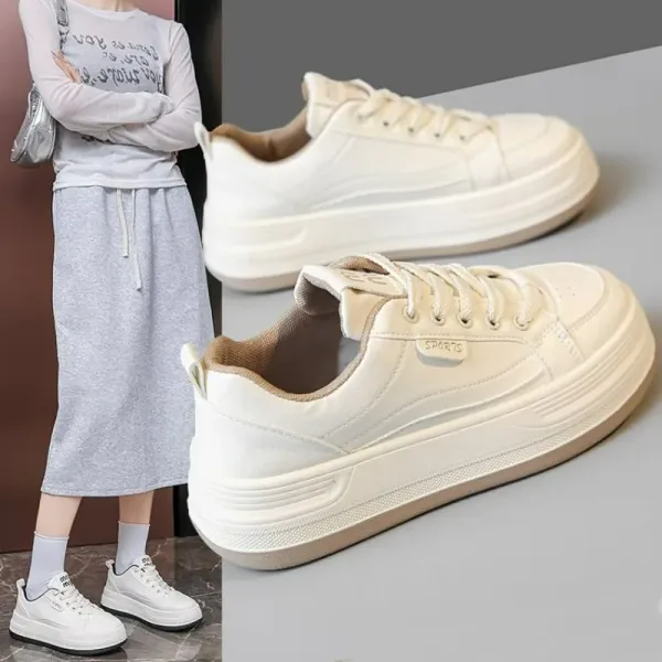 2024 New Popular Casual Sports Thick Sole Small White Women's Shoes Spring Summer Versatile Niche Board Shoes